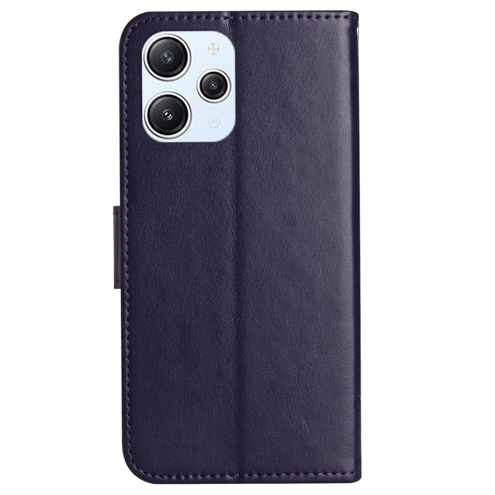 Virágos könyv tok Xiaomi Redmi 12 4G/5G - sötét lila