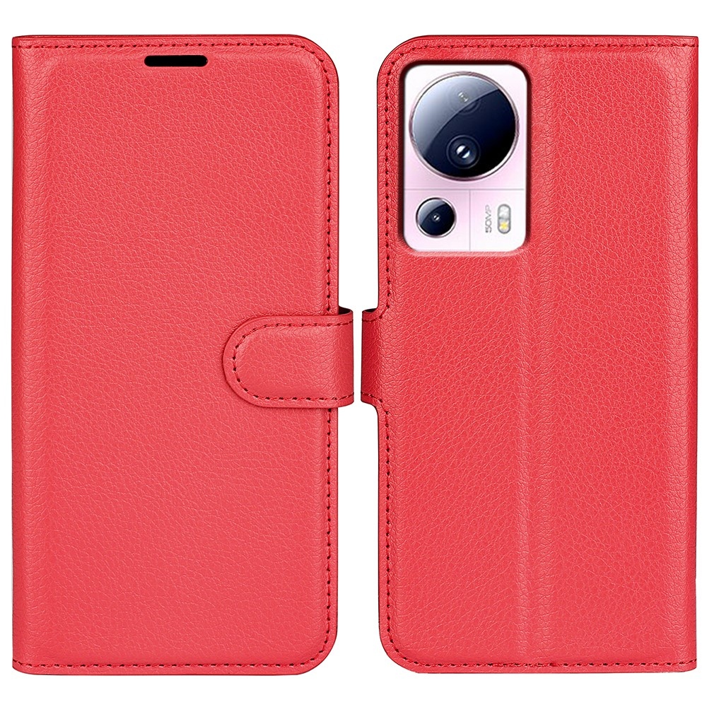Litchi könyv tok Xiaomi 13 Lite-hoz - piros