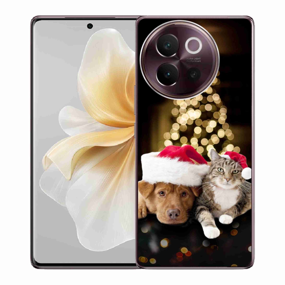 Gél borító mmCase a Vivo V40 Lite 5G-n - Karácsonyi kutya és macska