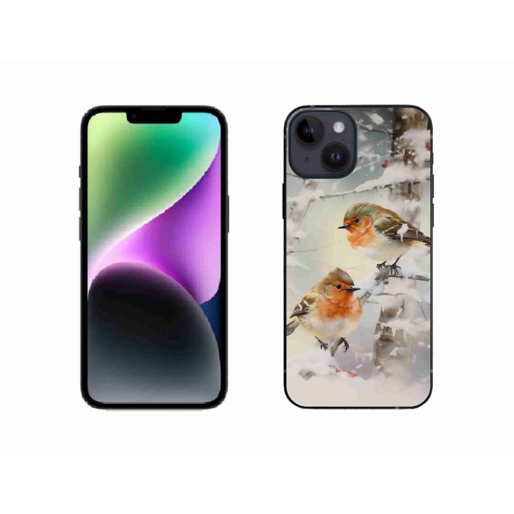 Zselés borítás mmCase iPhone 14 készülékhez - madarak télen