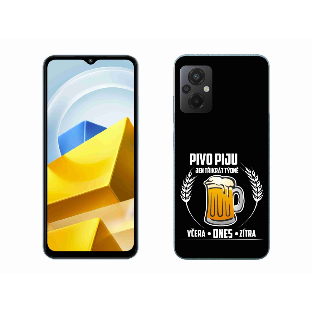 Gél borítás mmCase a Xiaomi Poco M5 4G-hez - sör motívum fekete háttérrel