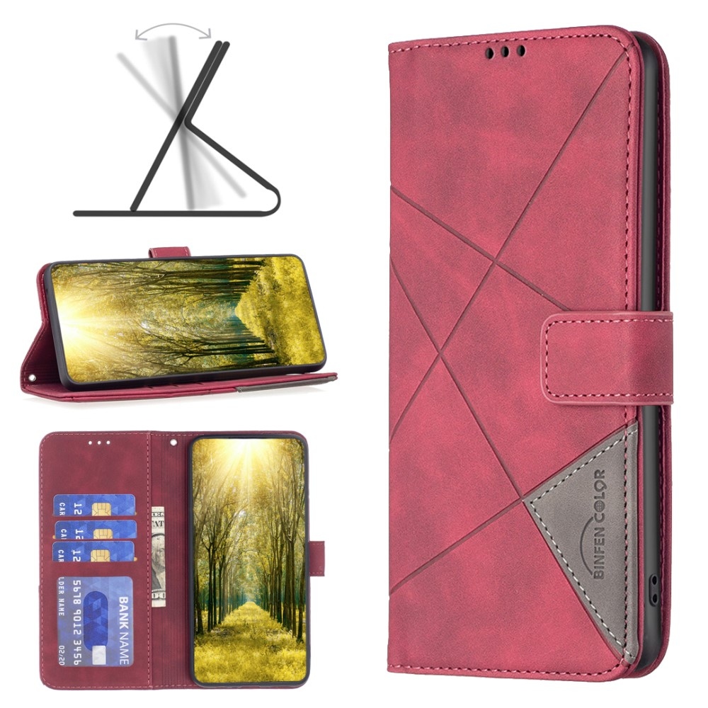 BINFEN könyvtáska Samsung Galaxy M55 5G - piros