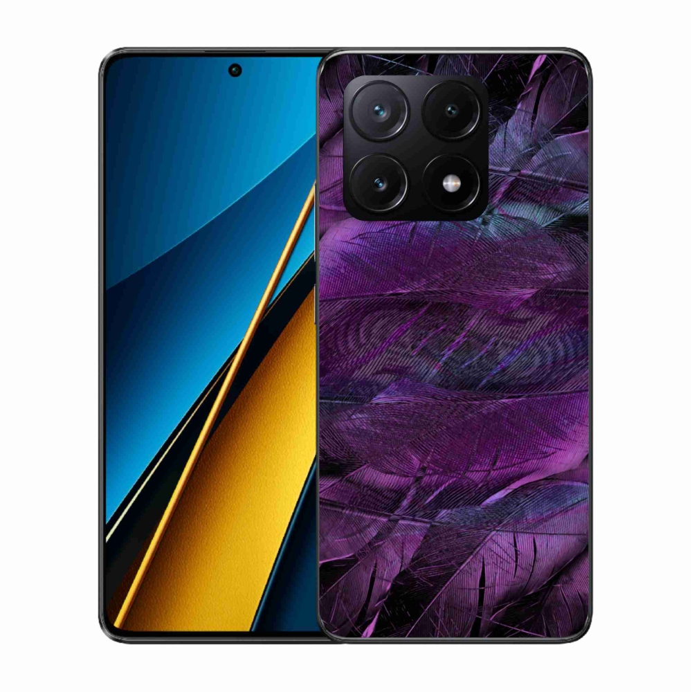 Zselés borítás mmCase a Xiaomi Poco X6 Pro 5G számára - lila tollak