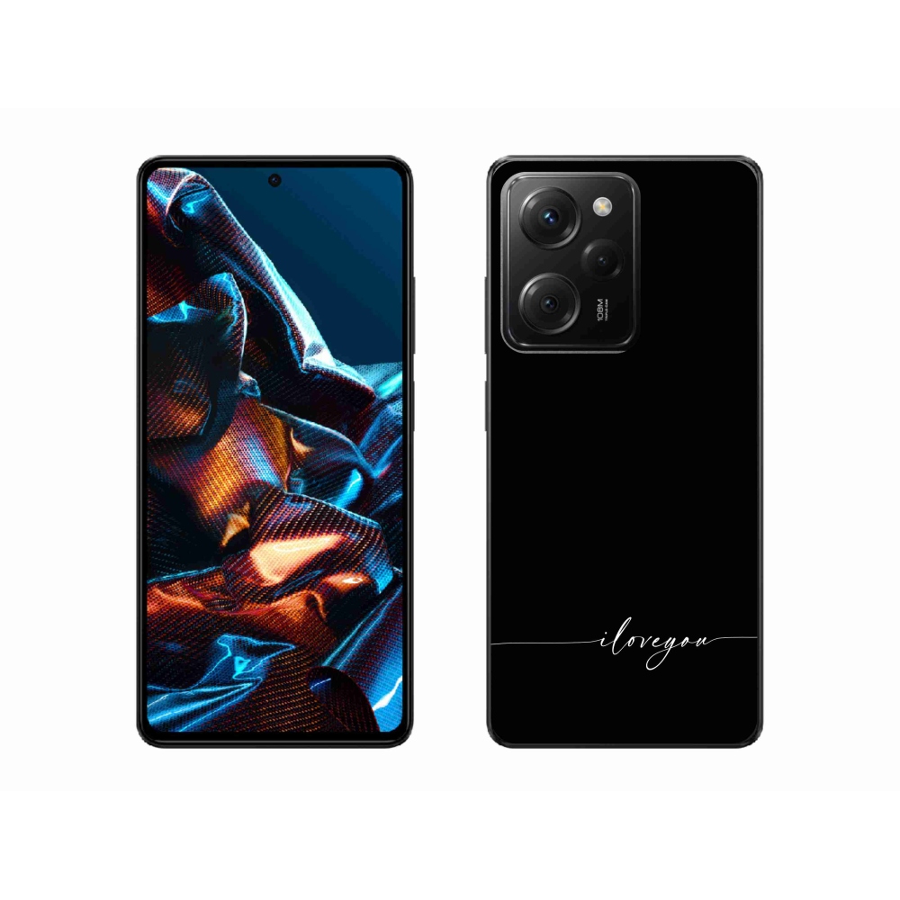 Gél borító mmCase a Xiaomi Poco X5 Pro 5G számára - Szeretlek fekete háttérrel