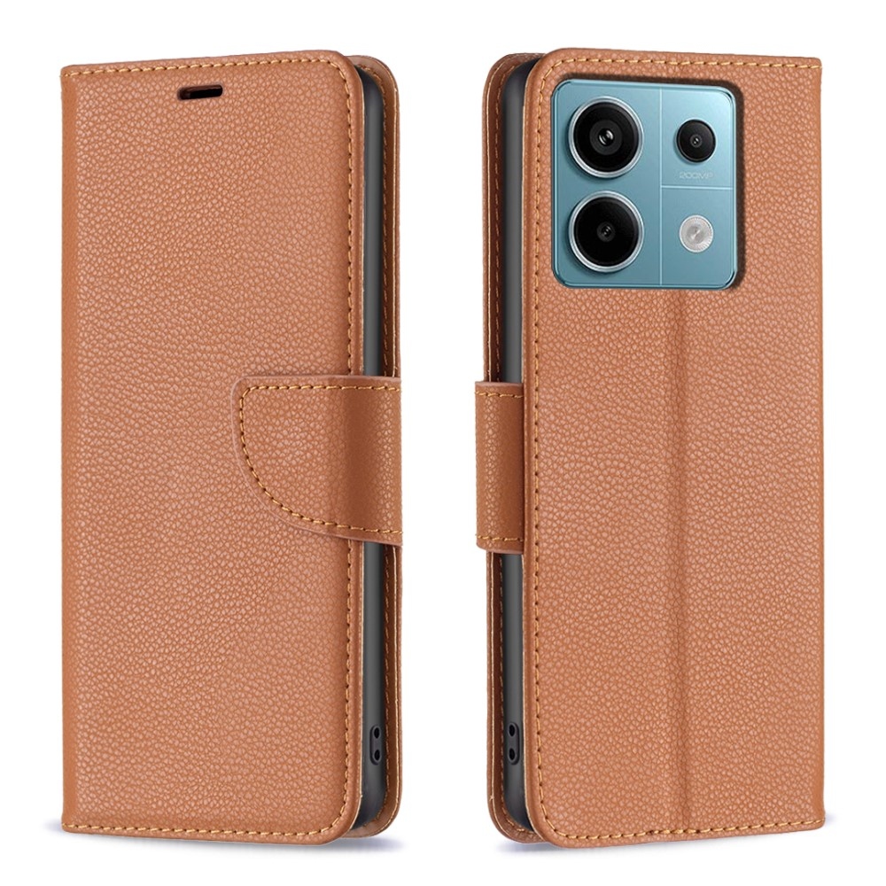 Állványos könyv tok a Xiaomi Redmi Note 13 Pro 5G/Poco X6 5G számára - barna színű