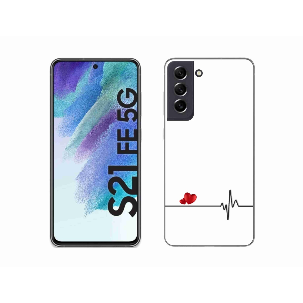 Gél borítás mmCase Samsung Galaxy S21 FE 5G - szív és szívverés fehér háttérrel