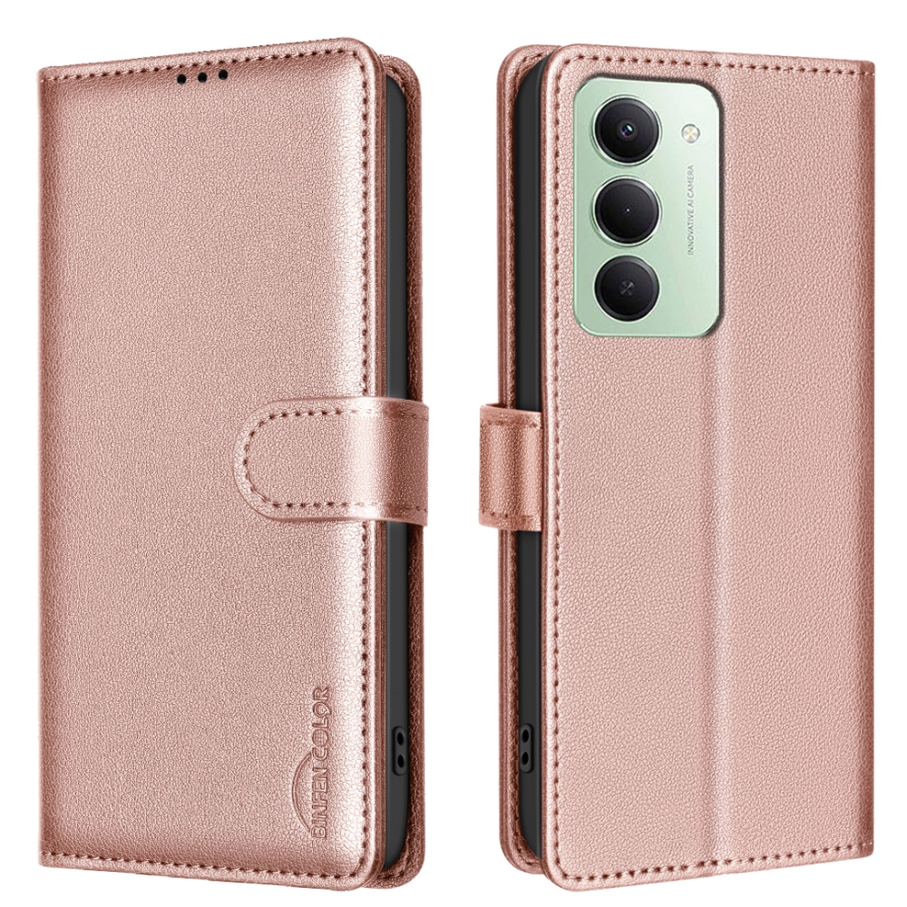 BINFEN könyv tok Xiaomi Redmi 15 5G (169mm) - rózsa arany