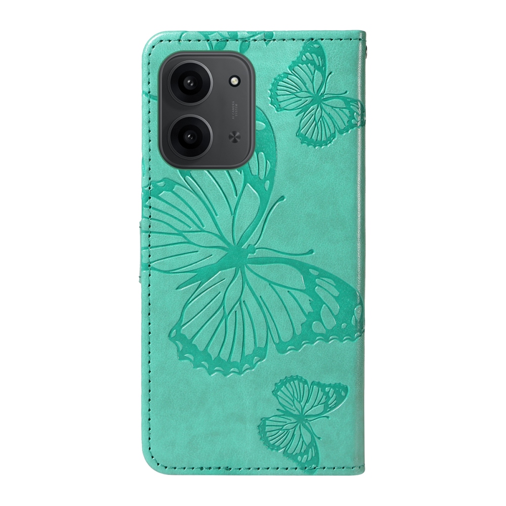 Nagy pillangó könyv tok Xiaomi Redmi 15C 4G/5G (173mm) - teáskék színben