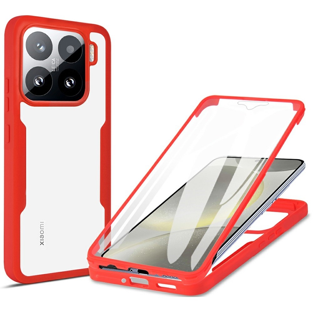 Akril zselés tok keretben képernyővédővel Xiaomi 15 - piros