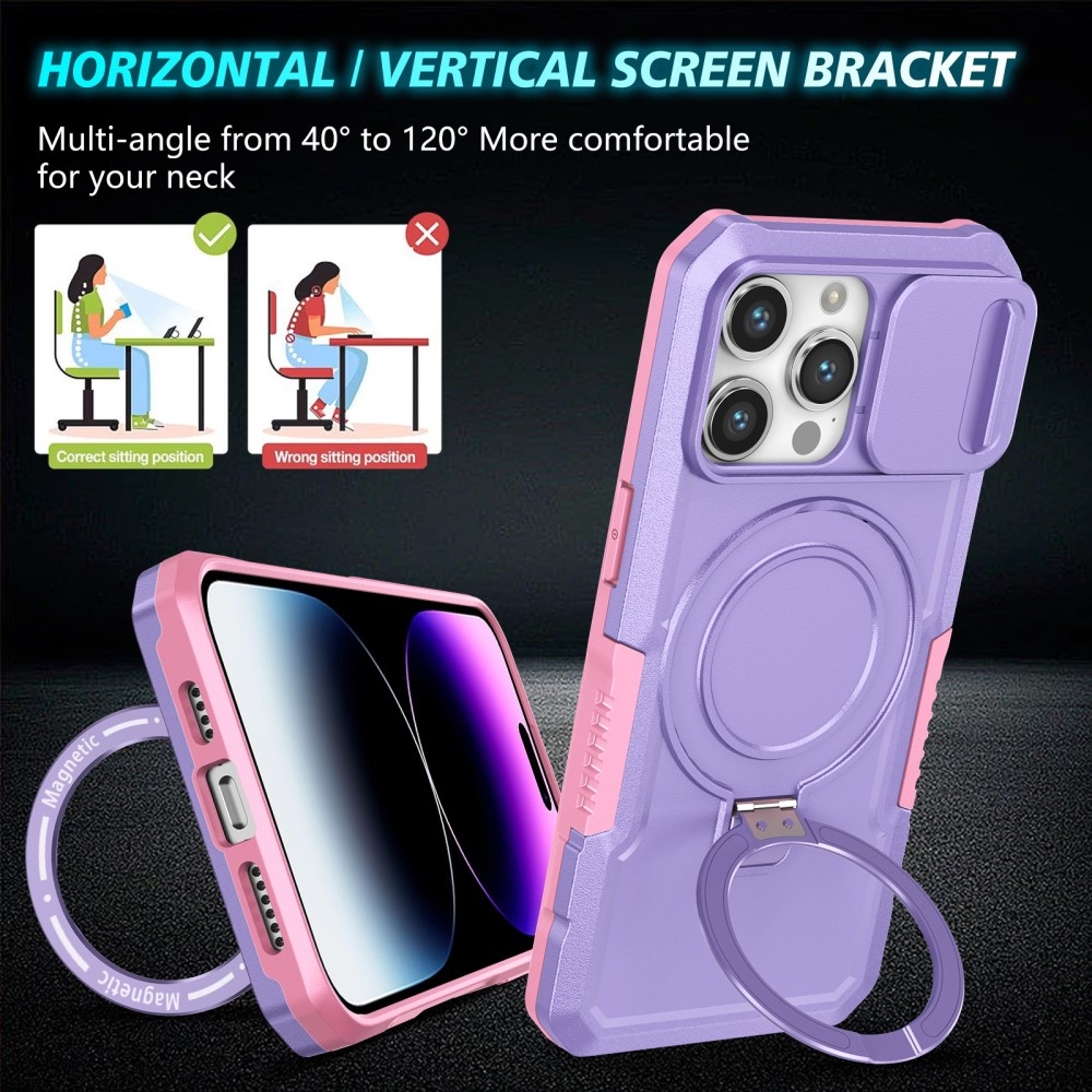 Katonai tartós védőburkolat MagSafe-vel iPhone 14 Pro Max készülékhez - rózsaszín/lila