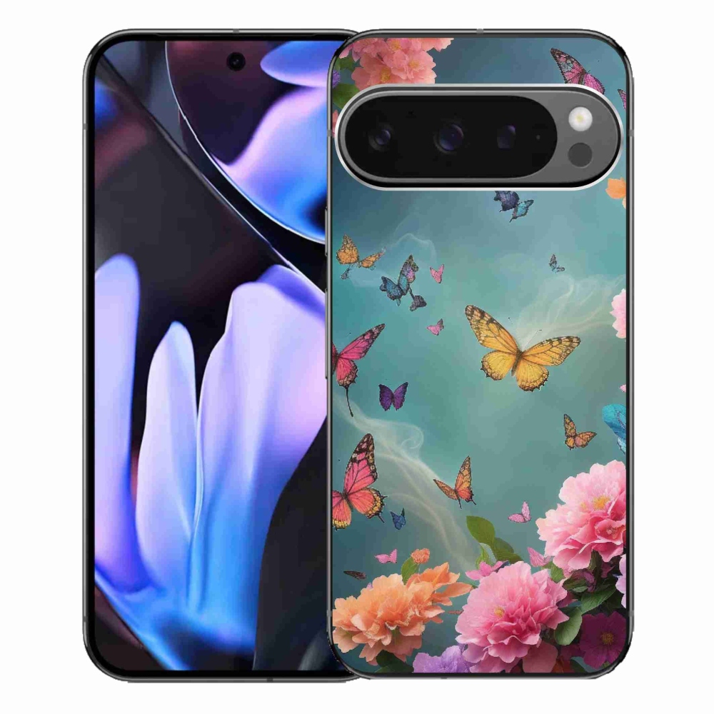 Gél borítás mmCase a Google Pixel 9 Pro XL számára - színes virágok és pillangók