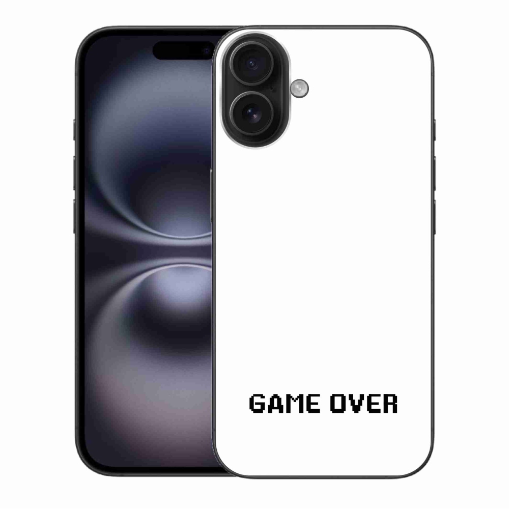 Zselés borítás mmCase iPhone 16 Plus készülékhez - játék fehér háttéren
