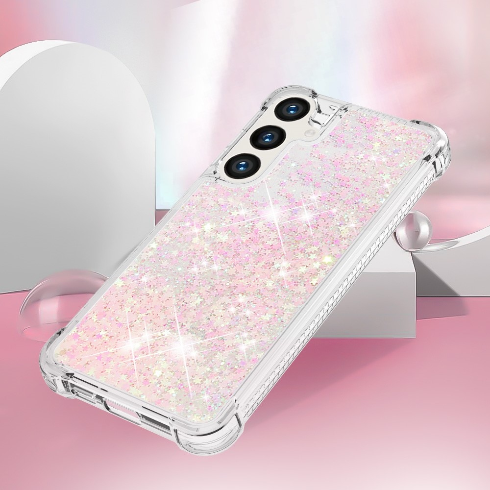 Glitter homokóra zselés tok Samsung Galaxy S24+ - rózsaszín / csillagok