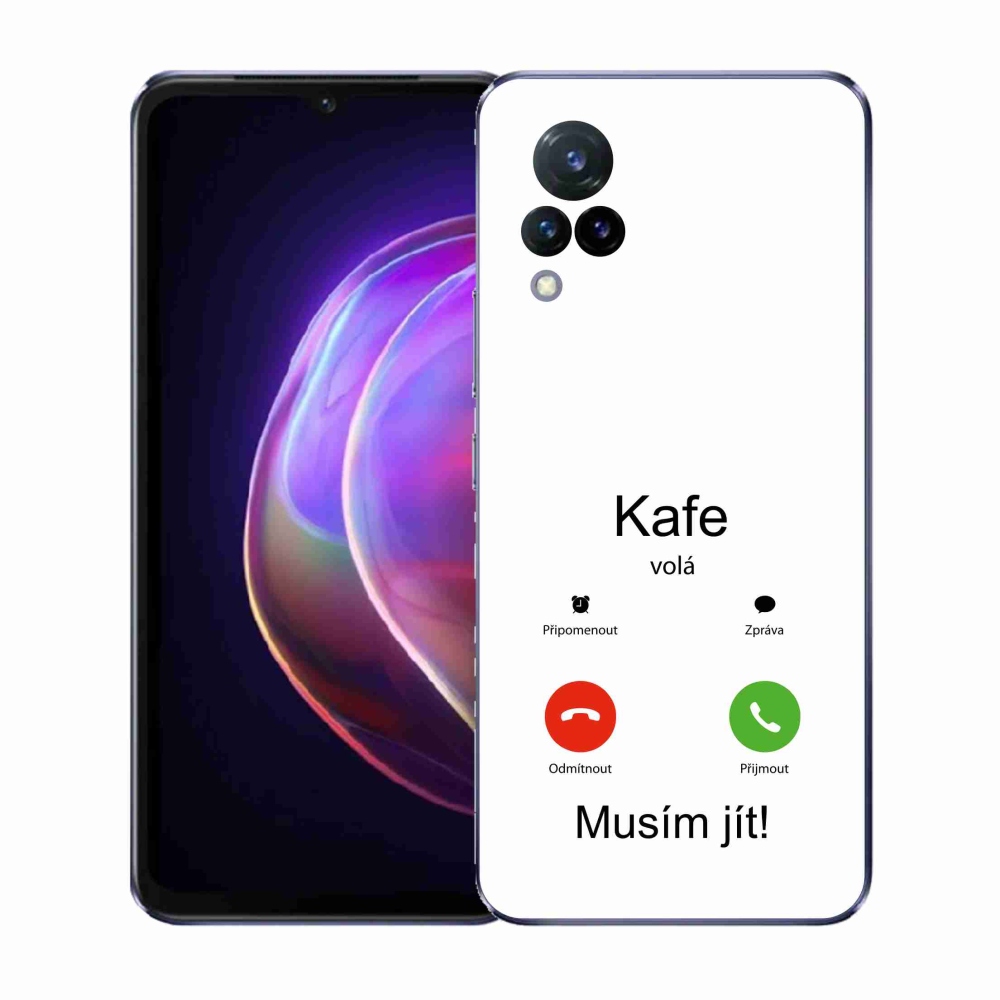 Gél borító mmCase a Vivo V21 4G/5G készülékre - kávé hívások fehér háttérrel