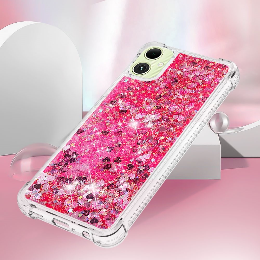 Glitter homokóra zselés tok Samsung Galaxy A06 4G - rózsaszín/szívek