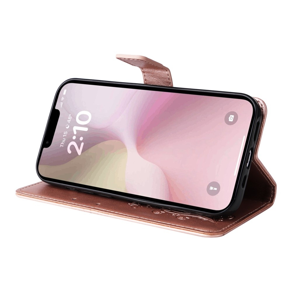 Nagy pillangó könyvtáska iPhone 16e készülékhez - rózsaarany