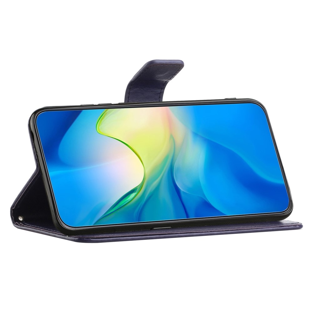Virágos könyvtáska Samsung Galaxy A56 5G - sötétlila