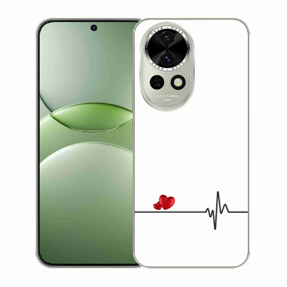 Gél borító mmCase a Huawei Nova 13 5G-n - szív és szívverés fehér háttérrel