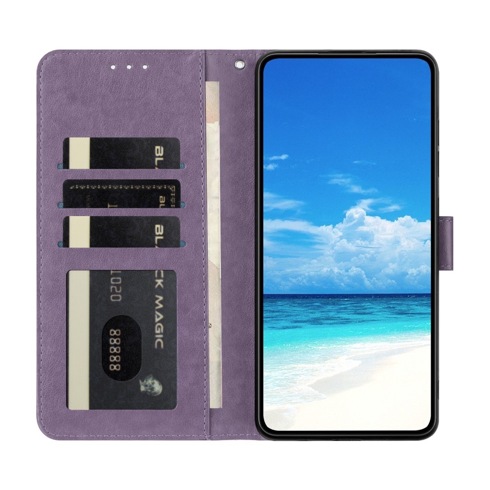 Virágos pillangó könyv tok Xiaomi Redmi A5 (171.7x77.8x8.3mm) számára - lila