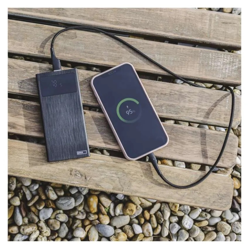 Powerbank EMOS BetaQ 10, 10 000 mAh, 22,5 W - fekete