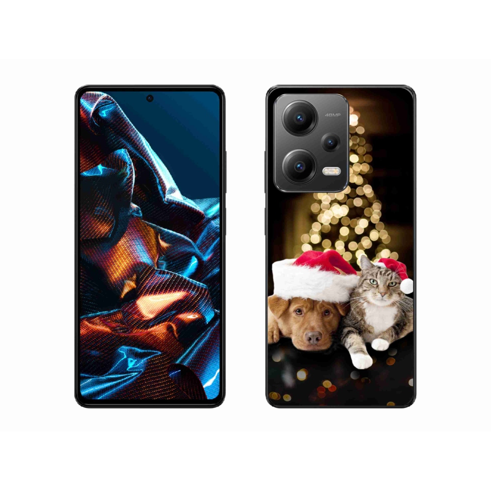 Gél borító mmCase a Xiaomi Redmi Note 12 Pro 5G-hez - Karácsonyi kutya és macska