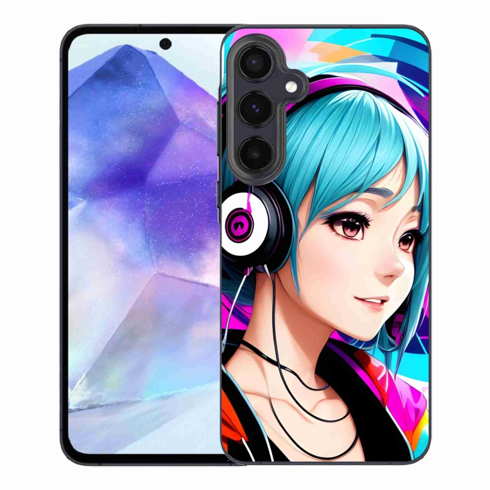 Gél borítás mmCase Samsung Galaxy A55 5G - lány fejhallgatóval