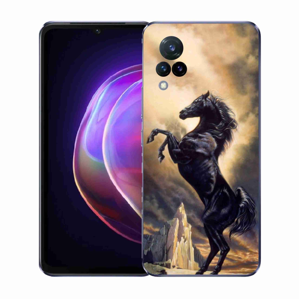 Gél borító mmCase a Vivo V21 4G/5G készülékhez - fekete rajzfilm ló