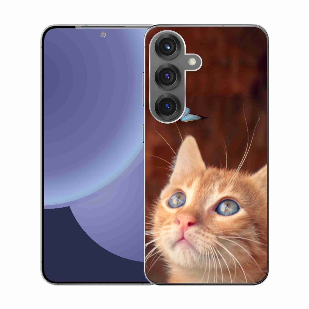 Gél borítás mmCase Samsung Galaxy S25 készülékhez - pillangó és cica