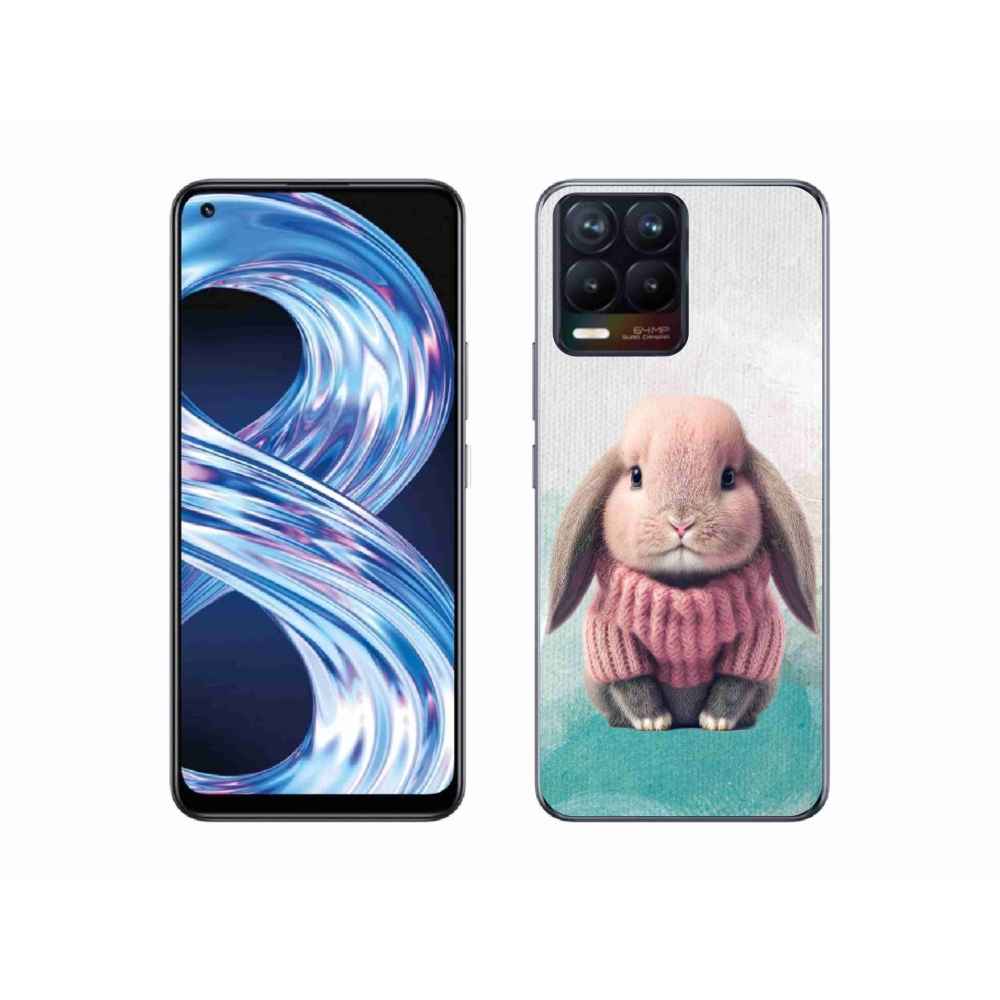 Gél borítás mmCase a Realme 8 4G-hez - nyúl pulóverben
