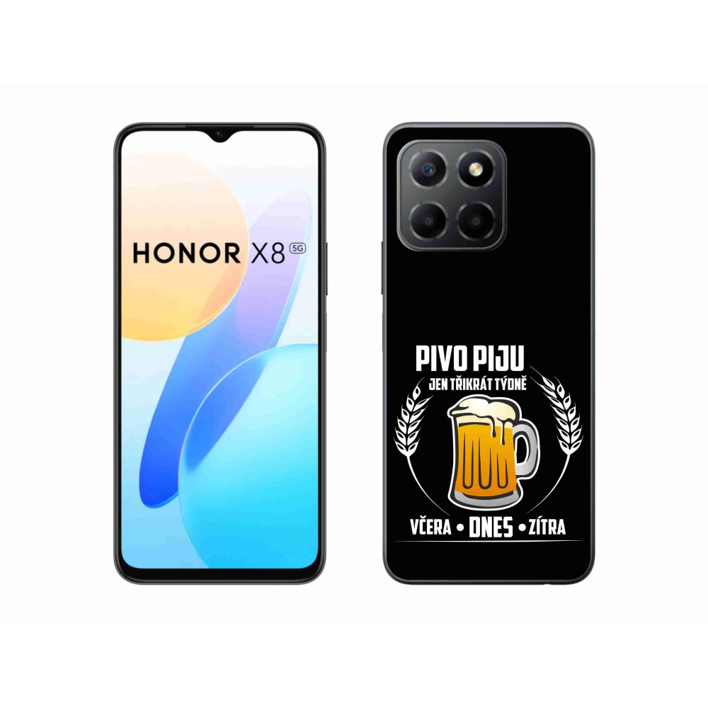 Zselés borítás mmCase a Honor X8 5G/Honor 70 Lite 5G készülékhez - sör motívum fekete háttérrel