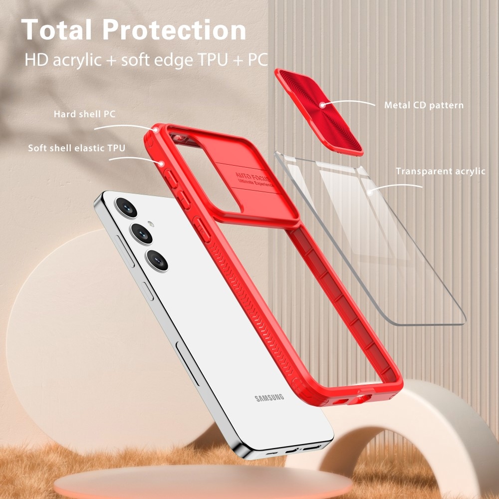 Tartós hátlapi borítás kamerafedéllel Samsung Galaxy S25+ készülékhez - piros