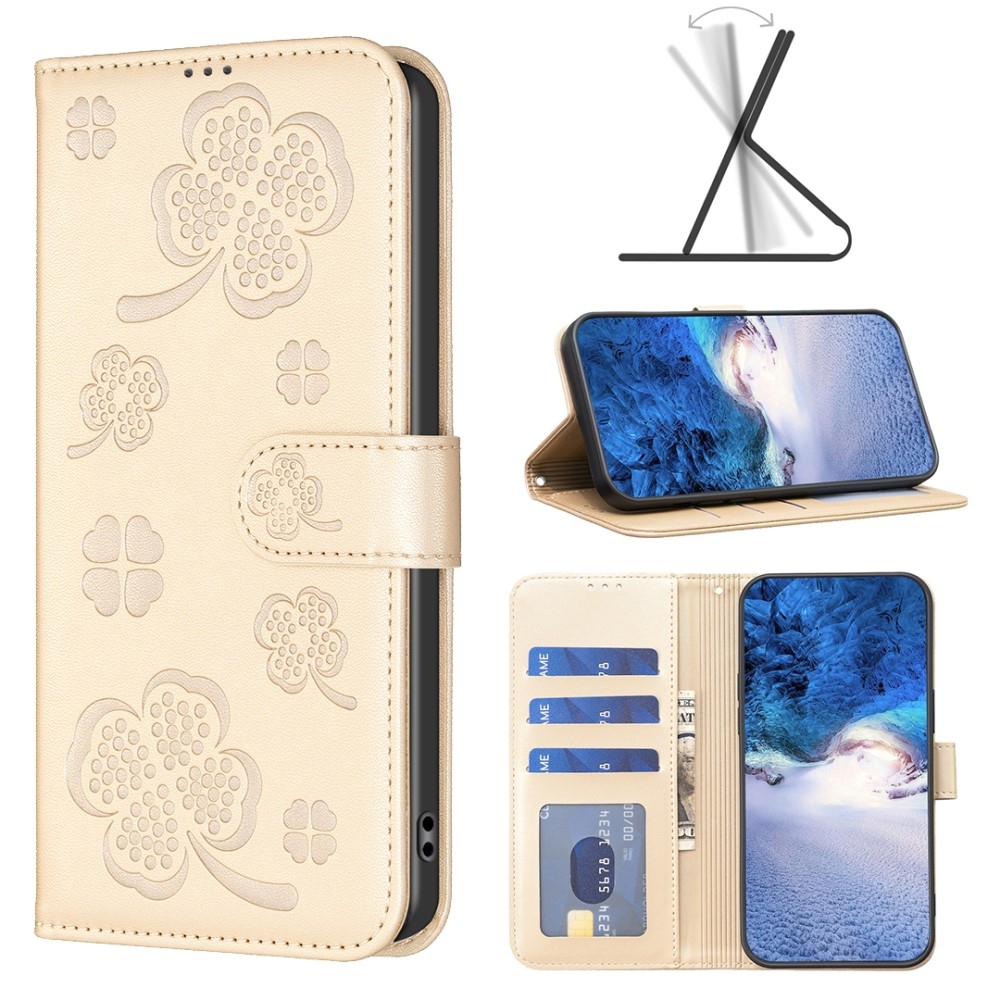 Clover könyv tok a Honor Magic 6 Lite 5G készülékhez - arany színű