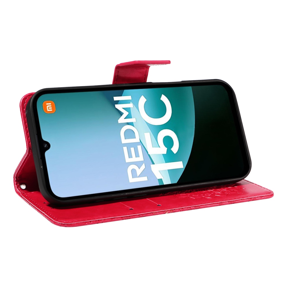 Napraforgó könyv tok a Xiaomi Redmi 15C 4G/5G (173mm) - piros