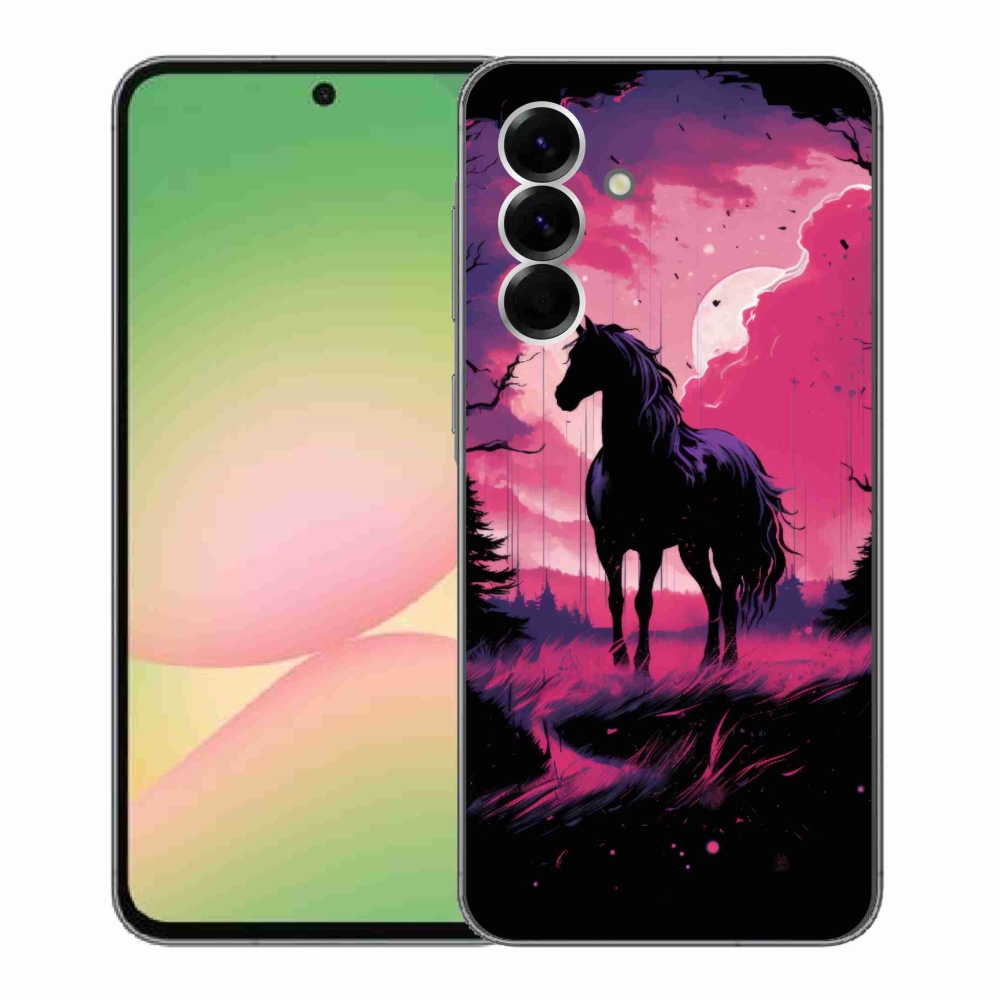 Zselés borítás mmCase Samsung Galaxy A56 5G - fekete rajzfilm ló 1