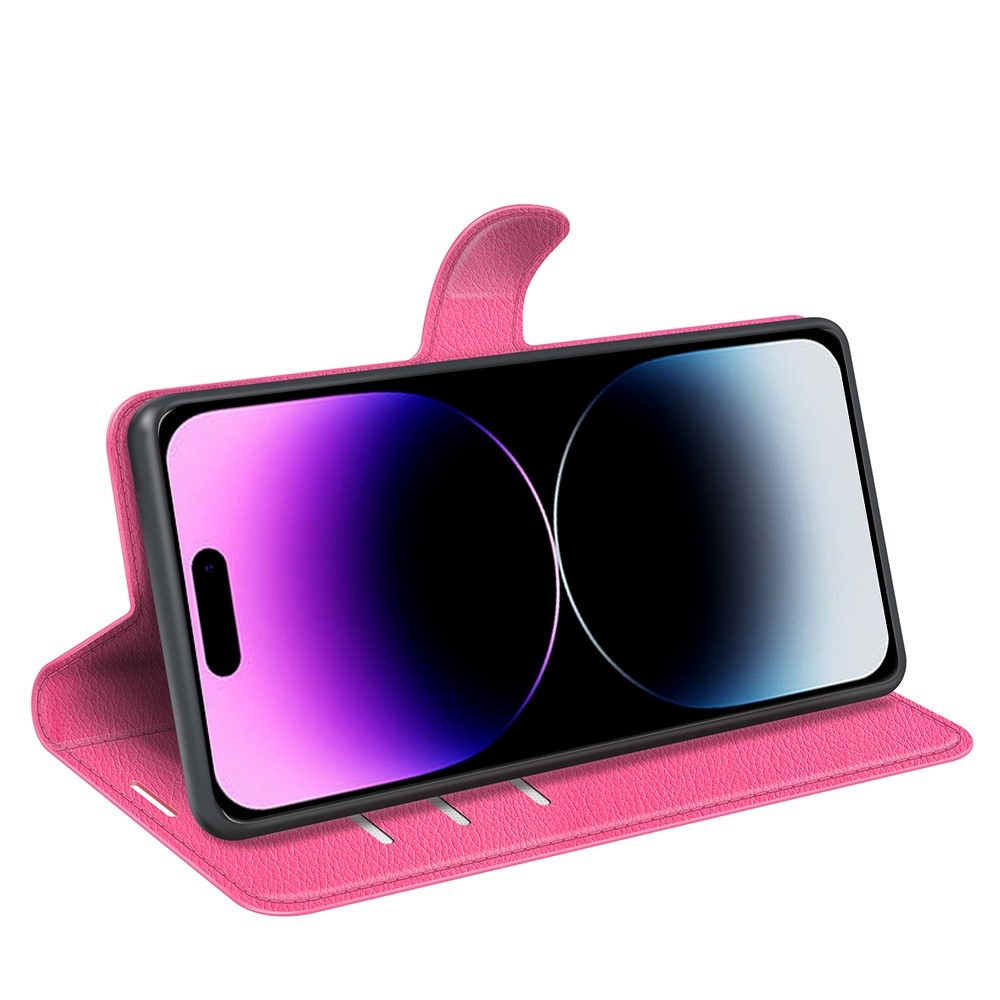 Litchi könyvtáska iPhone 15 Pro készülékhez - rózsaszínű