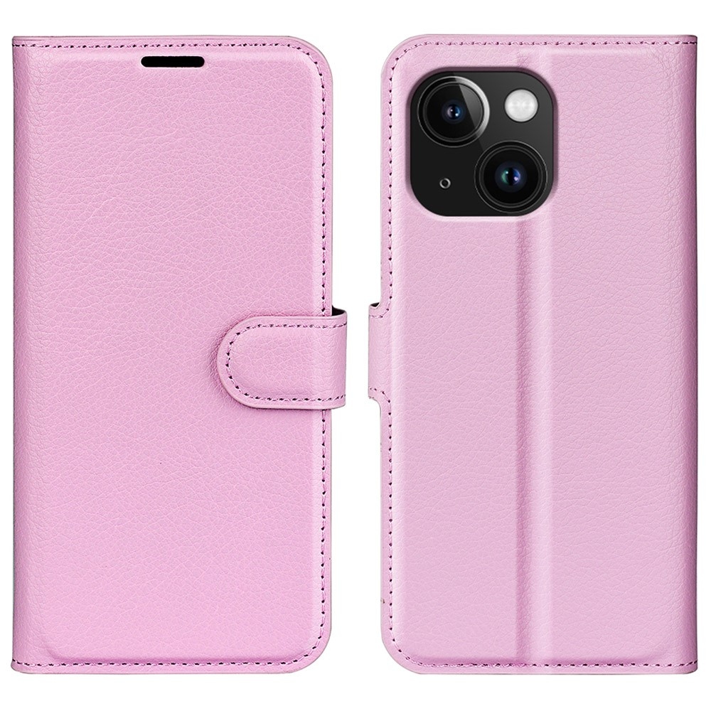 Litchi könyvtáska iPhone 15 készülékhez - rózsaszín