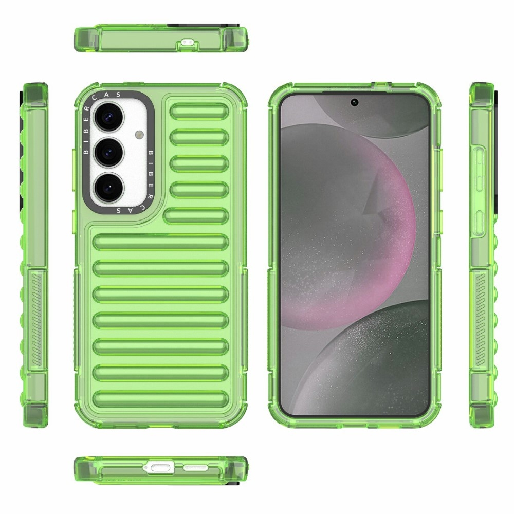 Csíkos tartós borító Samsung Galaxy S25+ készülékhez - zöld