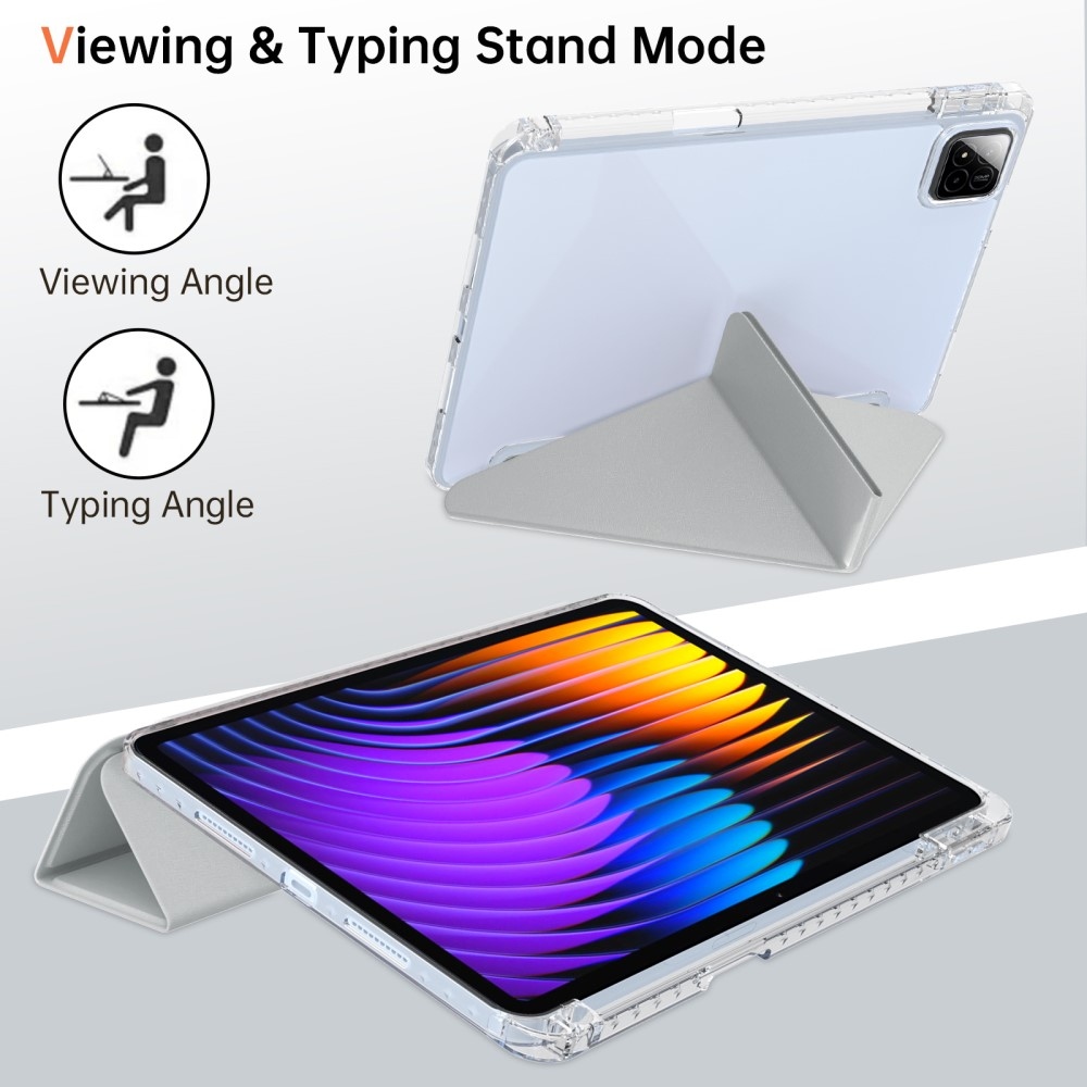 Origami intelligens pozicionáló tok Xiaomi Pad 7/7 Pro táblagéphez - szürke