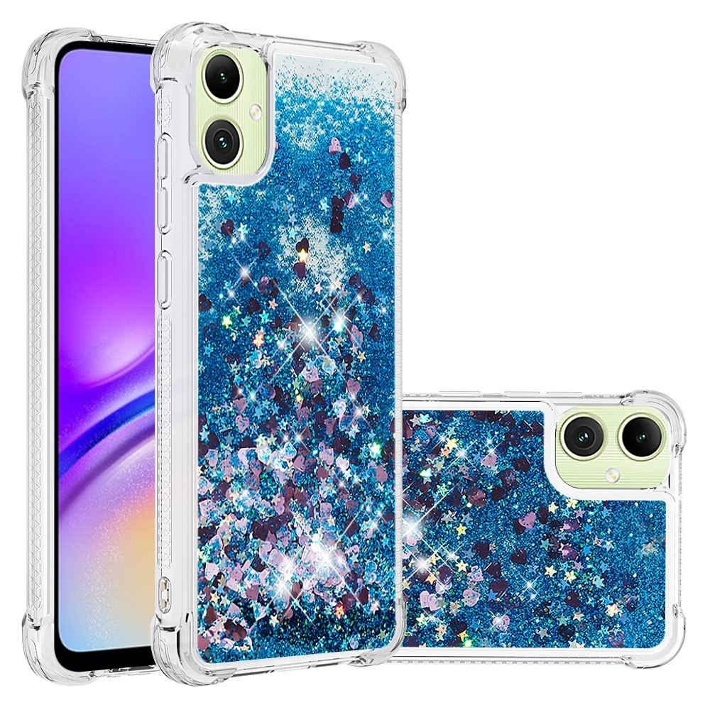 Glitter homokóra zselés tok Samsung Galaxy A06 4G - kék/szívek