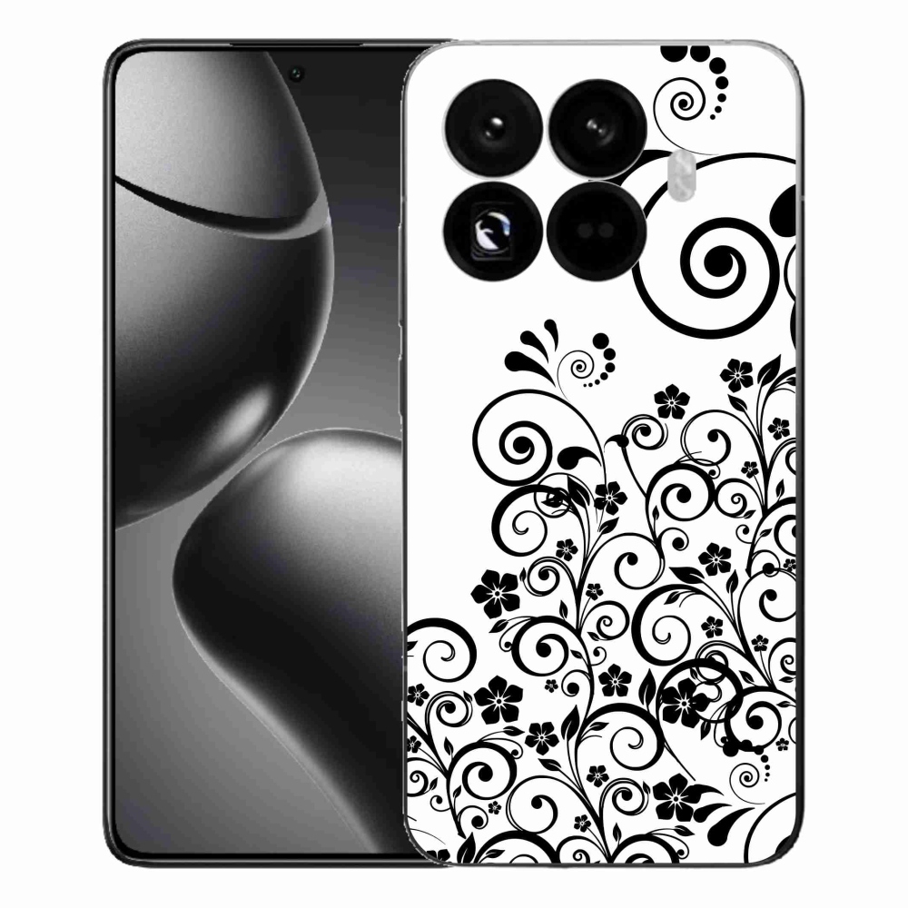 Gél borítás mmCase a Xiaomi 15T Pro számára - fekete és fehér virágminták