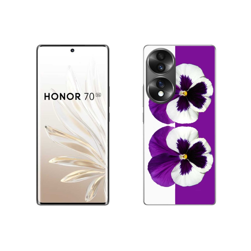 Zselés borító mmCase a Honor 70 készülékhez - lila és fehér virág