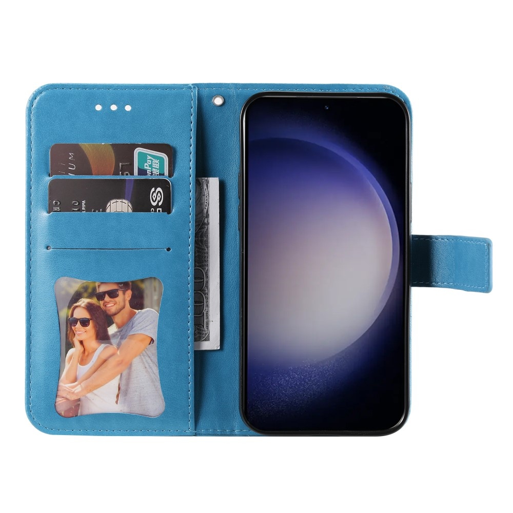 Virágos könyv tok Samsung Galaxy S25+ készülékhez - kék