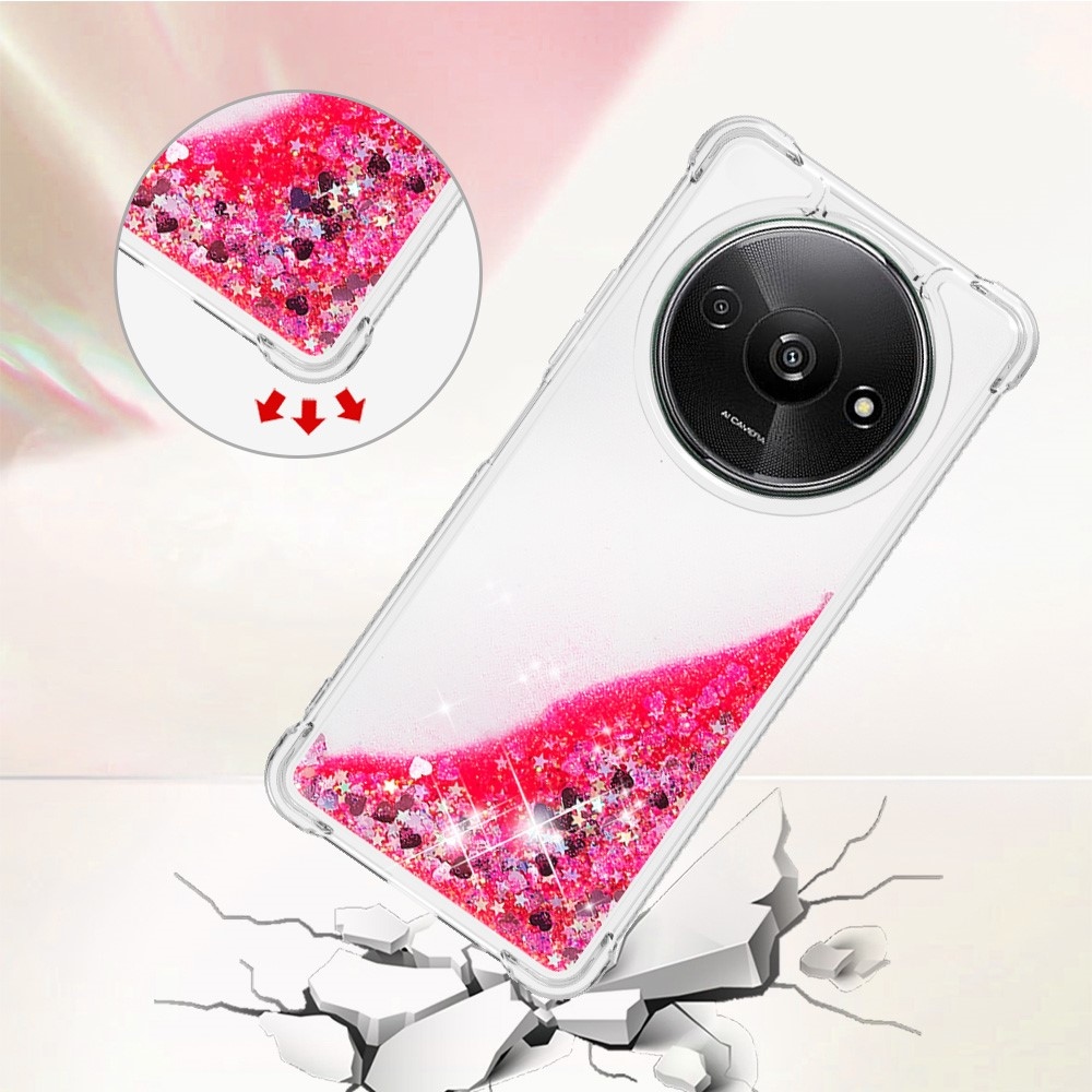 Glitter zselés homokóra tok Xiaomi Redmi A3-hoz - rózsaszín/szívek