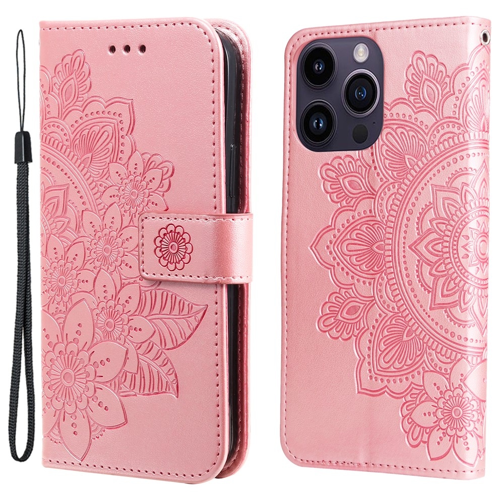 Mandala könyvtáska iPhone 15 Pro készülékhez - rózsaszín