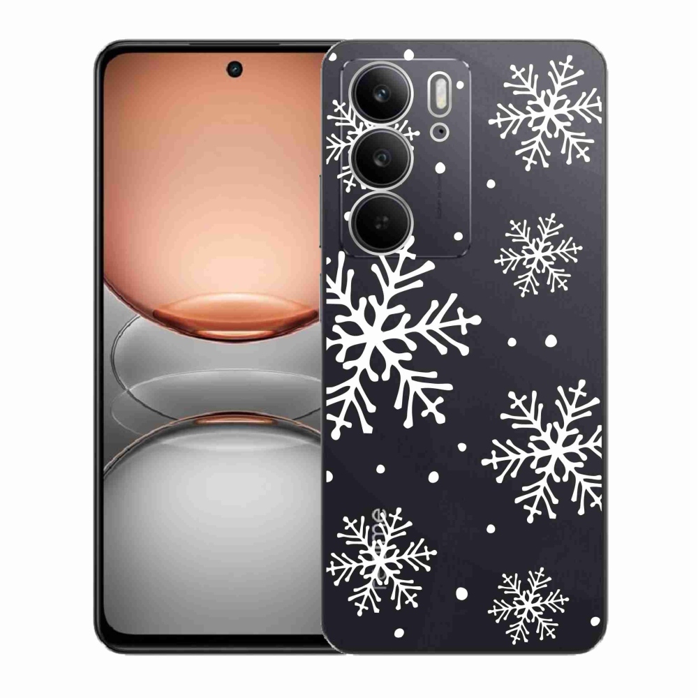 Zselés borítás mmCase a Realme C75 készülékhez - fehér pelyhek átlátszó háttéren