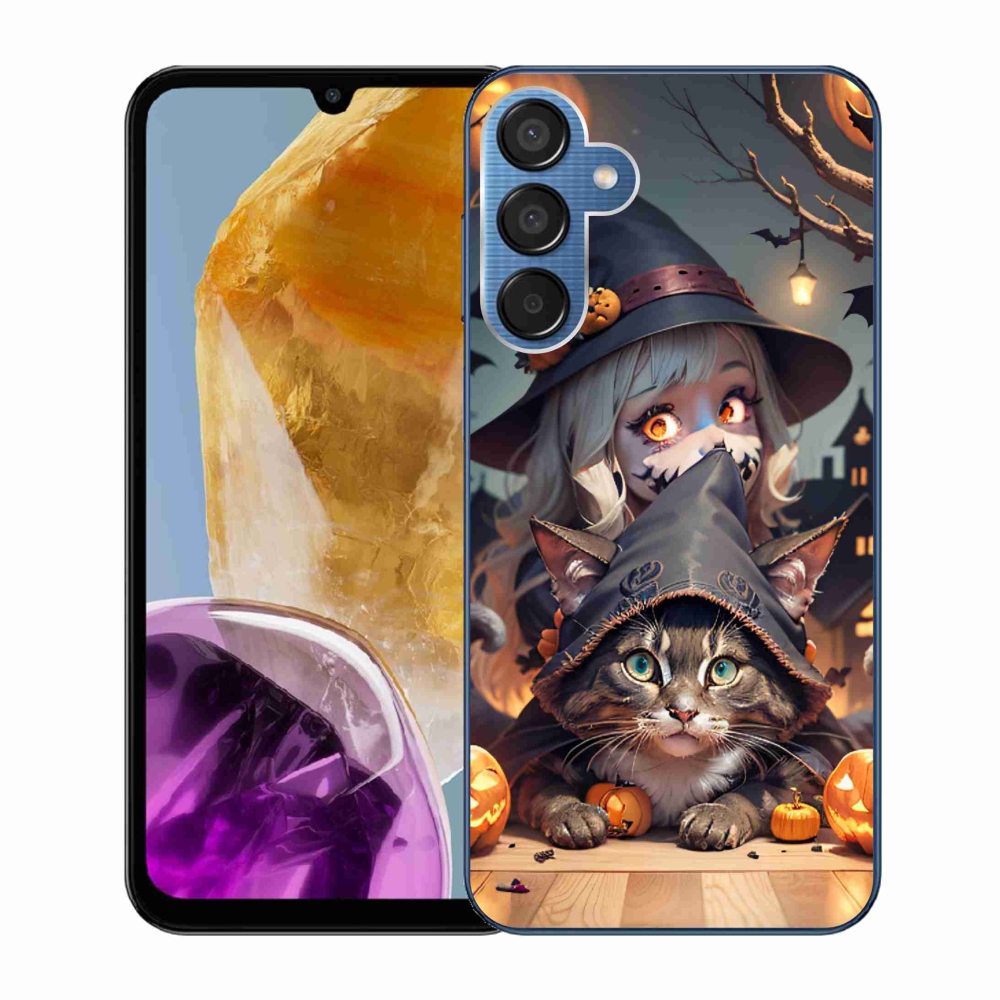 Zselés borítás mmCase Samsung Galaxy M15 5G - boszorkány macskával
