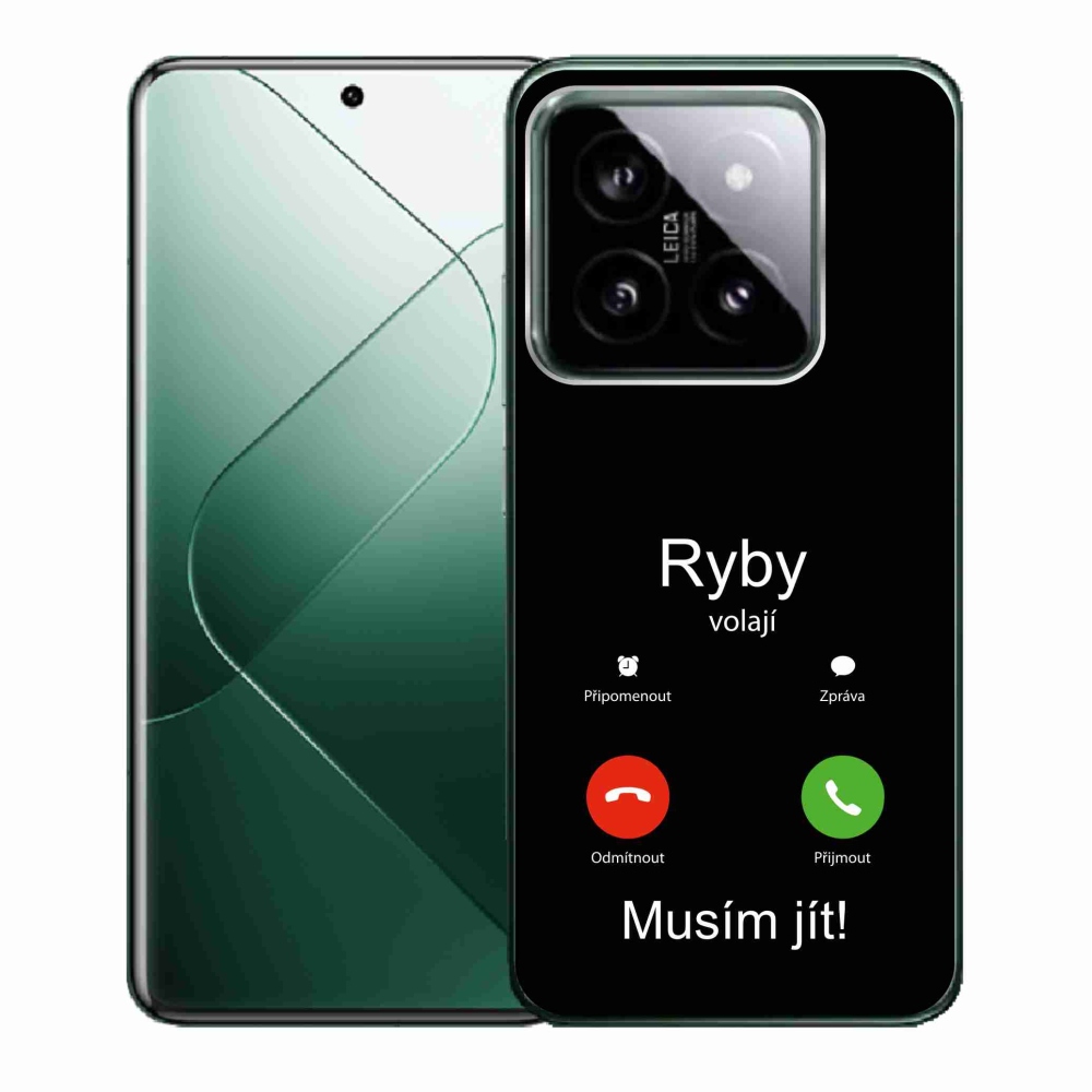 Gél borító mmCase a Xiaomi 14 - hal hívás fekete háttérrel