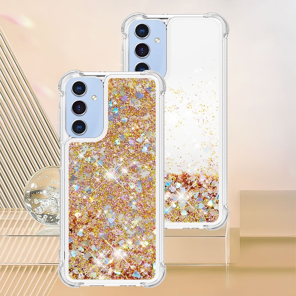 Glitter homokóra zselés tok Samsung Galaxy A26 5G - arany/szív