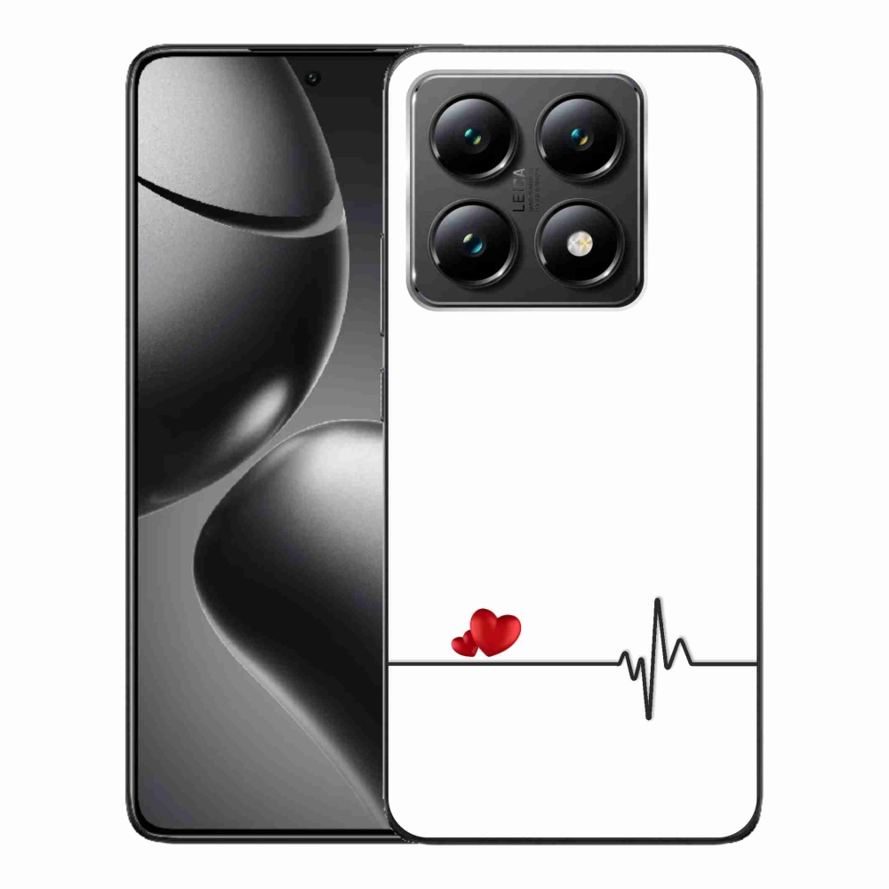 Gél borító mmCase a Xiaomi 14T-hez - szív és szívverés fehér háttérrel
