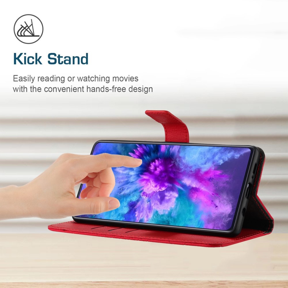 Textúrás könyvtáska mobilhoz Realme C67 - piros